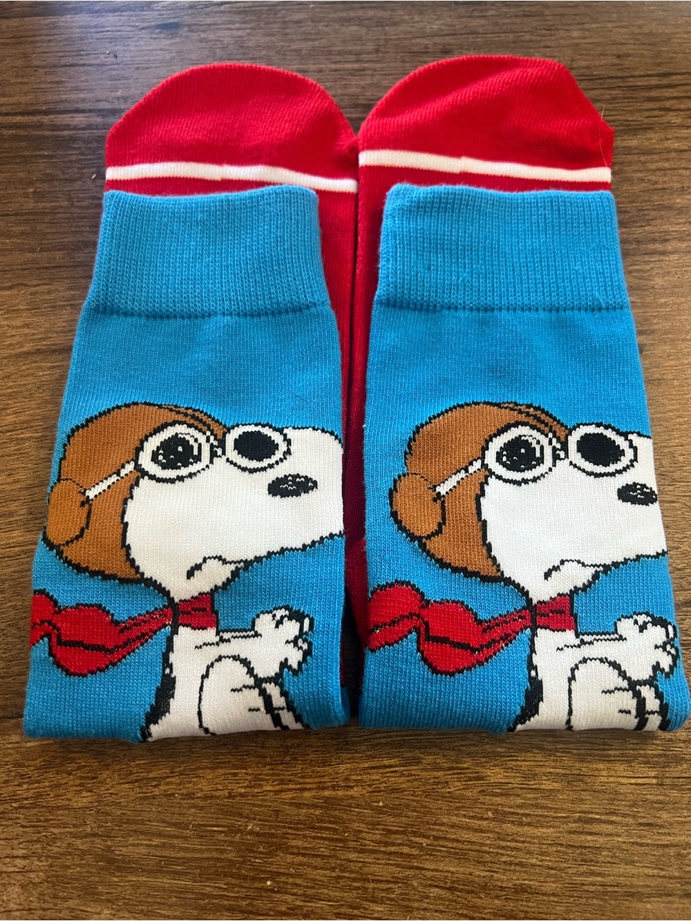 Aviator Blue & Red Dog Socks - Novelty Pet-Themed Crew Socks